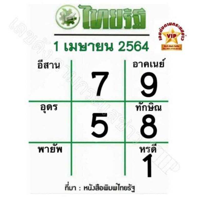 หวยไทยรัฐ งวดนี้ 1/04/65
